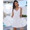 imageBsubseach Beach Cover Ups Dress  Women V Neck Swimsuit Coverup Elastic Waist Summer Coverups for Swimwear Mini DressesWhite