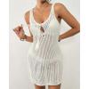 imageBsubseach Women Swimsuit Cover Up Crochet Hollow Out Backless Beach Sleeveless Swimwear Knit 2026 Bikini Cover Ups DresseWhite