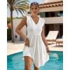 imageBsubseach Womens Swimsuit Eyelet Sleeveless Coverup Bathing Suit Cover Up V Neck Swim Cover Ups 2025 Summer Beach Tank DressWhite