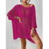 imageBsubseach Womens Swimwear Cover Ups for Bathing Suit Crochet Swimsuit Coverup Knit Beach Dresses Vacation OutfitsRose Red