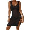 imageBsubseach 2025 Crochet Beach Cover Ups for Women Beach Dress Swimwear Sexy Slit Pool Bikini Swimsuit Hollow Out CoverupBlack