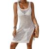 imageBsubseach 2025 Crochet Beach Cover Ups for Women Beach Dress Swimwear Sexy Slit Pool Bikini Swimsuit Hollow Out CoverupWhite