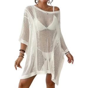 imageBsubseach Womens Swimwear Cover Ups for Bathing Suit Crochet Swimsuit Coverup Knit Beach Dresses Vacation OutfitsWhite