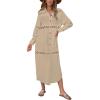 imageBsubseach Long Beach Cover Ups for Women 2025 Button Up Dress for Swimwear Women Casual Kimonos Cardigan Bathing Suit CoverupKhaki
