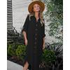 image:imageBsubseach Swimsuit Coverup for Women 2026 Casual Dresses Button Down Beach Dress Long Kimonos Cardigans with PocketsBlack