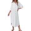image:imageBsubseach Swimsuit Coverup for Women 2026 Casual Dresses Button Down Beach Dress Long Kimonos Cardigans with PocketsWhite