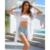 image:imageBsubseach Kimonos for Women Beach Cover Up Open Front Kimono Cardigans 2025 Summer SwimsuitWhite