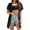 image:imageBsubseach Kimonos for Women Beach Cover Up Open Front Kimono Cardigans 2025 Summer SwimsuitBlack