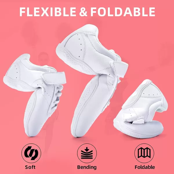 imageAkk Cheer Shoes for Teen Youth Girls  White Cheerleading Dance Comfortable Sport Athletic Training Team Competition SneakersWhitev