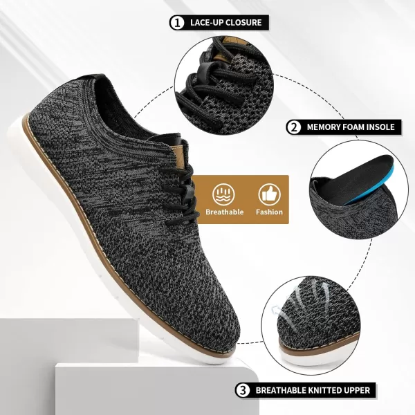 imageAkk Mens Dress Oxfords Shoes  Casual Business Lightweight Mesh SneakersMixblack