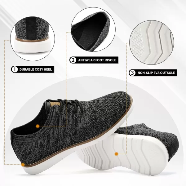 imageAkk Mens Dress Oxfords Shoes  Casual Business Lightweight Mesh SneakersMixblack