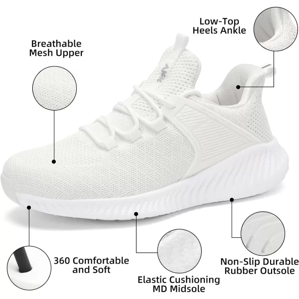 imageAkk Mens Sneakers Walking Shoes  Memory Foam Athletic Tennis Running Workout Gym Ultra Lightweight Breathable Jogging Sports Shoes Slip on Casual SneakerOff Whiteb