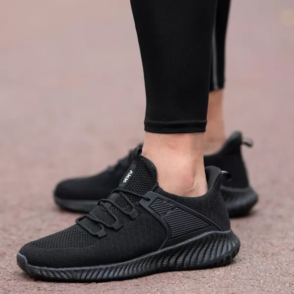 imageAkk Mens Sneakers Walking Shoes  Memory Foam Athletic Tennis Running Workout Gym Ultra Lightweight Breathable Jogging Sports Shoes Slip on Casual SneakerAll Blackb
