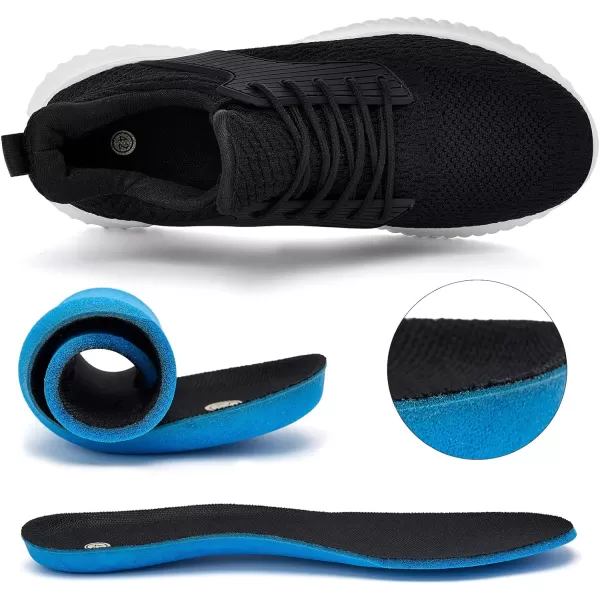 imageAkk Walking Shoes for Men Sneakers  Slip on Memory Foam Running Tennis Shoes for Athletic Workout Gym Indoor Outdoor Lightweight Breathable Casual SneakersBlack Whiteb