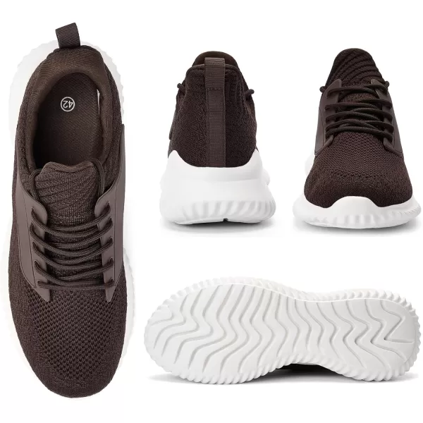 imageAkk Walking Shoes for Men Sneakers  Slip on Memory Foam Running Tennis Shoes for Athletic Workout Gym Indoor Outdoor Lightweight Breathable Casual SneakersDark Brown