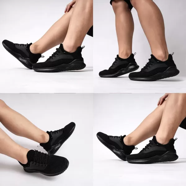 imageAkk Walking Shoes for Men Sneakers  Slip on Memory Foam Running Tennis Shoes for Athletic Workout Gym Indoor Outdoor Lightweight Breathable Casual SneakersBlack