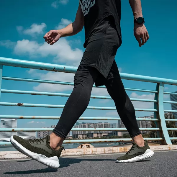 imageAkk Walking Shoes for Men Sneakers  Slip on Memory Foam Running Tennis Shoes for Athletic Workout Gym Indoor Outdoor Lightweight Breathable Casual SneakersGreen