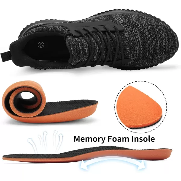 imageAkk Walking Shoes for Men Sneakers  Slip on Memory Foam Running Tennis Shoes for Athletic Workout Gym Indoor Outdoor Lightweight Breathable Casual SneakersMix Black