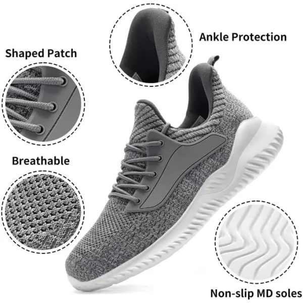 imageAkk Walking Shoes for Men Sneakers  Slip on Memory Foam Running Tennis Shoes for Athletic Workout Gym Indoor Outdoor Lightweight Breathable Casual SneakersMix Grey