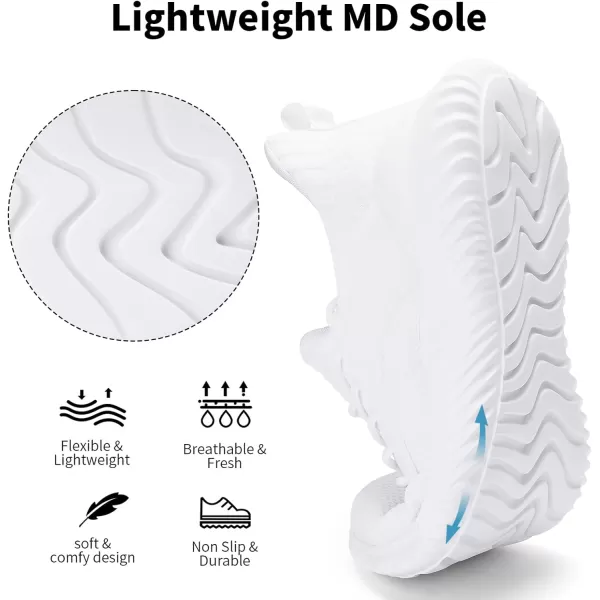 imageAkk Walking Shoes for Men Sneakers  Slip on Memory Foam Running Tennis Shoes for Athletic Workout Gym Indoor Outdoor Lightweight Breathable Casual SneakersWhiteb