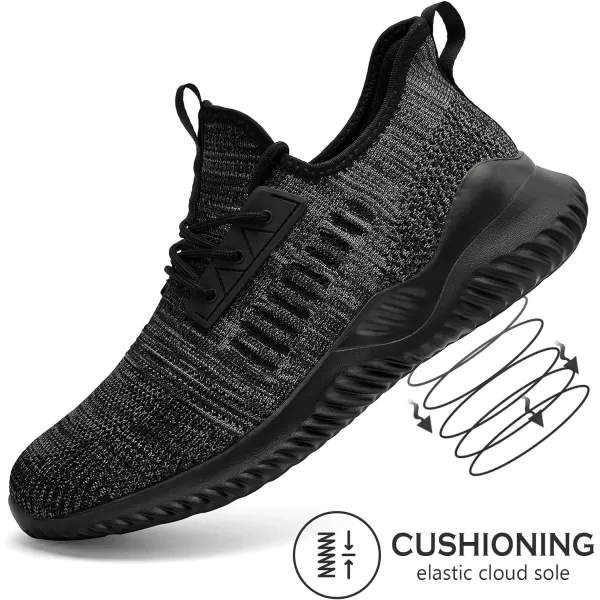 imageAkk Walking Shoes for Men Sneakers  Slip on Tennis Running Memory Foam Shoes for Athletic Workout Gym Indoor Outdoor Lightweight Breathable Casual SneakersMeshmixallblack