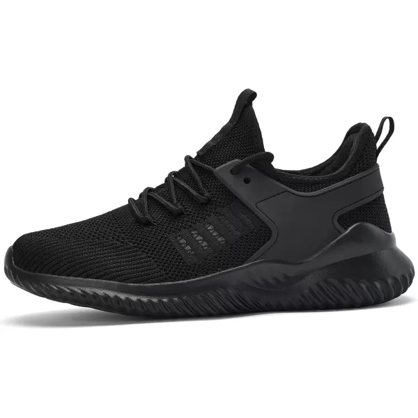 imageAkk Walking Shoes for Men Sneakers  Slip on Tennis Running Memory Foam Shoes for Athletic Workout Gym Indoor Outdoor Lightweight Breathable Casual SneakersHollowallblack