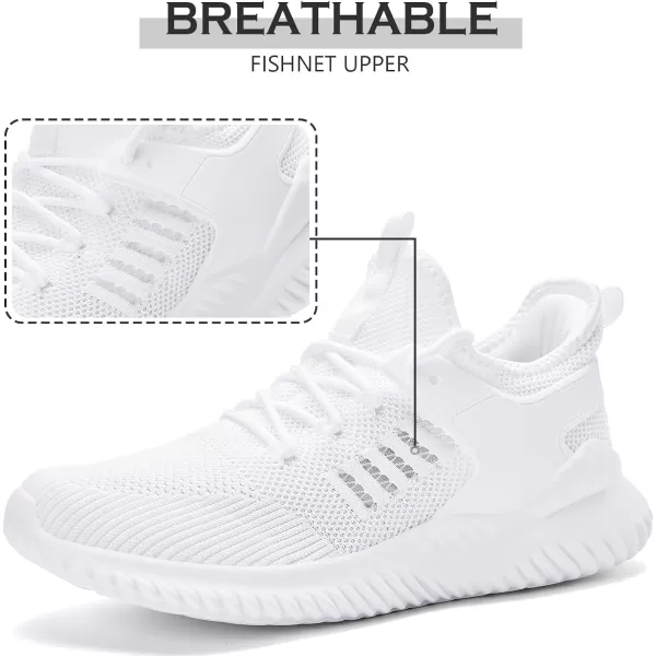 imageAkk Walking Shoes for Men Sneakers  Slip on Tennis Running Memory Foam Shoes for Athletic Workout Gym Indoor Outdoor Lightweight Breathable Casual SneakersHollowwhite