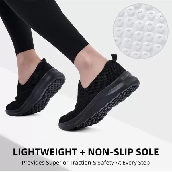 imageAkk Walking Shoes for Women  Slip on Memory Foam Lightweight Sneakers3616allblack
