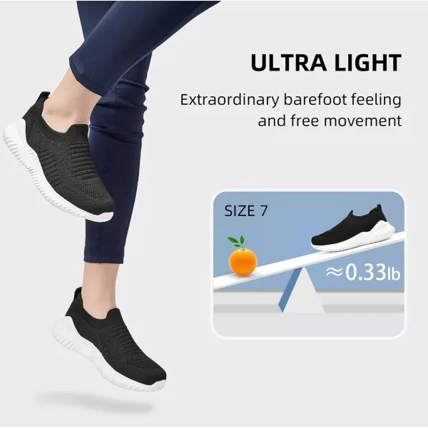 imageAkk Walking Shoes for Women  Slip on Memory Foam Lightweight Sneakers3618black