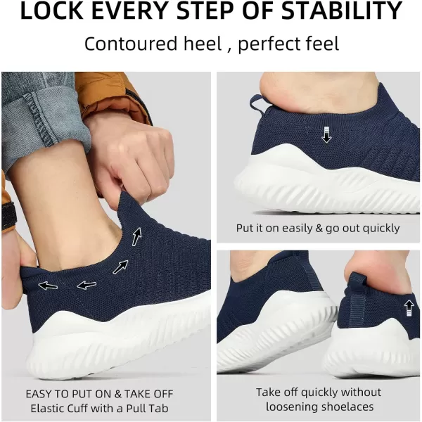 imageAkk Walking Shoes for Women  Slip on Memory Foam Lightweight Sneakers3618navy