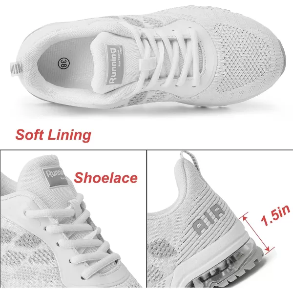 imageAkk Women Air Shoes Running Sneakers Tennis Walking Shoes Mesh Breathable Gym Work Fashion SneakersD WhiteGrey