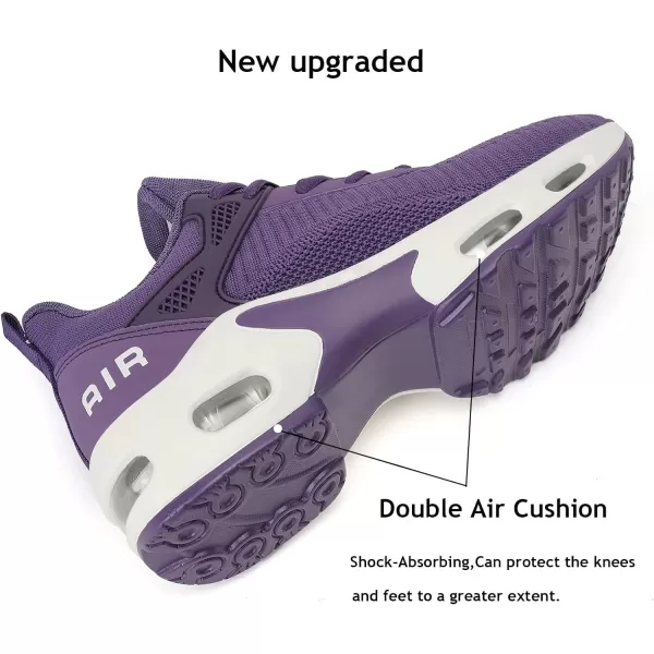 imageAkk Women Air Shoes Running Sneakers Tennis Walking Shoes Mesh Breathable Gym Work Fashion SneakersHpurplenew