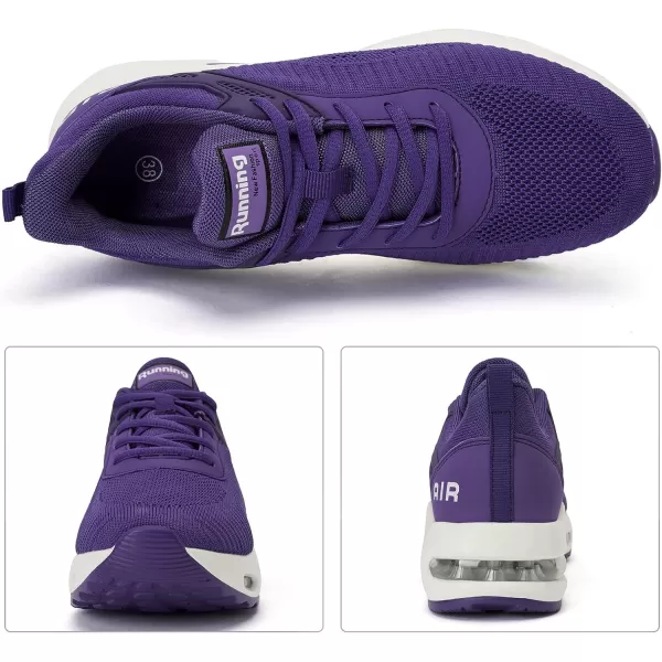 imageAkk Women Air Shoes Running Sneakers Tennis Walking Shoes Mesh Breathable Gym Work Fashion SneakersHpurplenew