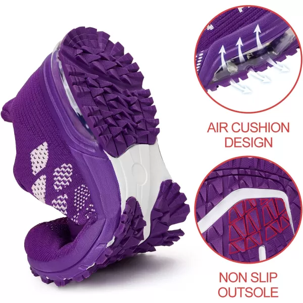 imageAkk Women Air Shoes Running Sneakers Tennis Walking Shoes Mesh Breathable Gym Work Fashion SneakersL Purple