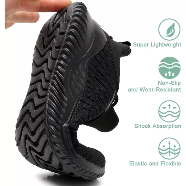 imageAkk Womens All Black Sneakers  Walking Tennis Shoes Breathable Mesh Running Shoes for Nurses Sports Gym Workout Size 75Akk Womens All Black Sneakers  Walking Tennis Shoes Breathable Mesh Running Shoes for Nurses Sports Gym Workout Size 75
