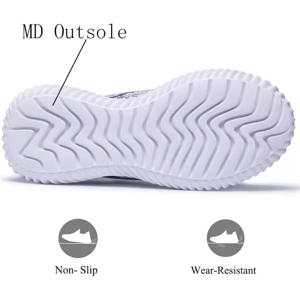 imageAkk Womens Athletic Walking Shoes  Memory Foam Lightweight Tennis Sports Shoes Gym Jogging Slip On Running SneakersGreyPink