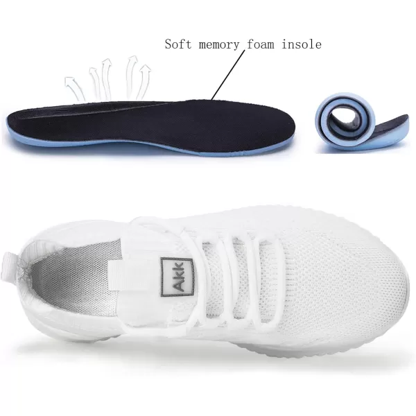 imageAkk Womens Athletic Walking Shoes  Memory Foam Lightweight Tennis Sports Shoes Gym Jogging Slip On Running SneakersWhite