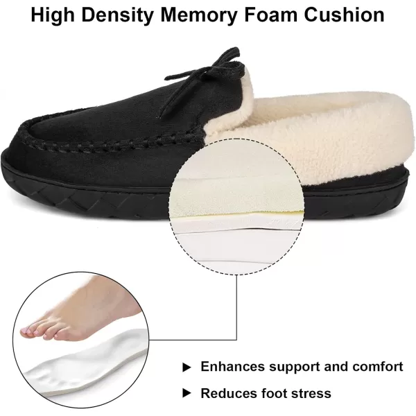 imageAkk Womens House Slippers Moccasin Shoes  Womens Cozy Suede House Shoes Fuzzy Slip on Loafer Shoes Indoor and OutdoorBlack