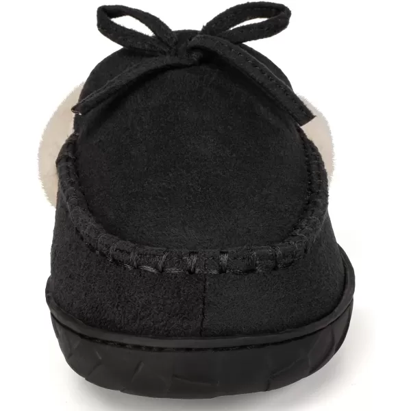 imageAkk Womens House Slippers Moccasin Shoes  Womens Cozy Suede House Shoes Fuzzy Slip on Loafer Shoes Indoor and OutdoorBlack