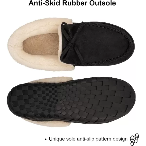 imageAkk Womens House Slippers Moccasin Shoes  Womens Cozy Suede House Shoes Fuzzy Slip on Loafer Shoes Indoor and OutdoorBlack