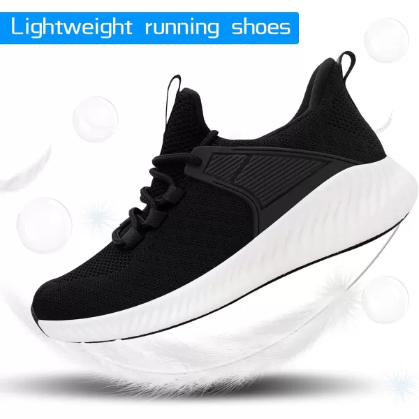 imageAkk Womens Running Workout Shoes  Non Slip Lightweight Gym Mesh Sneakers for Walking Tennis Training Outdoor SportBlackWhite