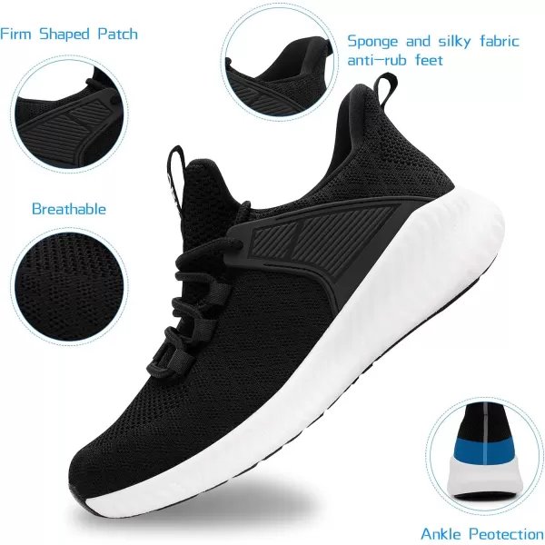 imageAkk Womens Running Workout Shoes  Non Slip Lightweight Gym Mesh Sneakers for Walking Tennis Training Outdoor SportBlackWhite