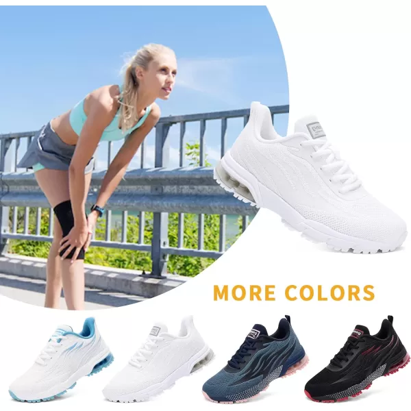 imageAkk Womens Sneakers Running Shoes  Air Cushion Non Slip Athletic Walking Tennis Shoes for Women Gym JoggingAll White