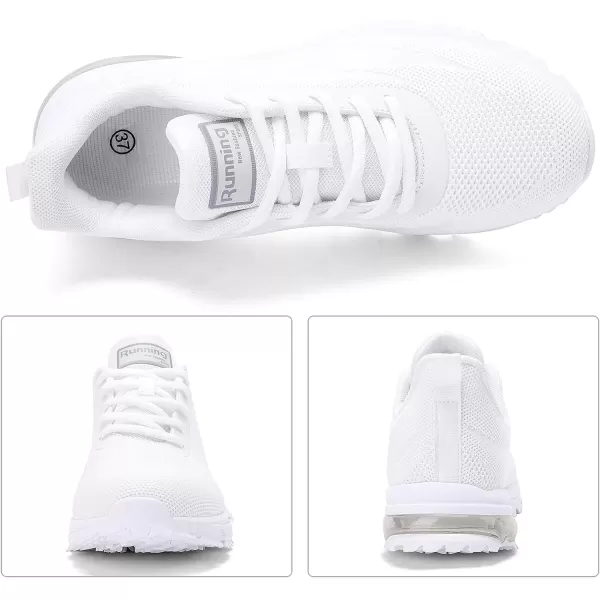imageAkk Womens Sneakers Running Shoes  Air Cushion Non Slip Athletic Walking Tennis Shoes for Women Gym JoggingAll White