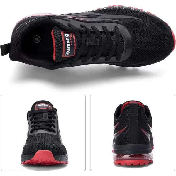 imageAkk Womens Sneakers Running Shoes  Air Cushion Non Slip Athletic Walking Tennis Shoes for Women Gym JoggingBlackRed