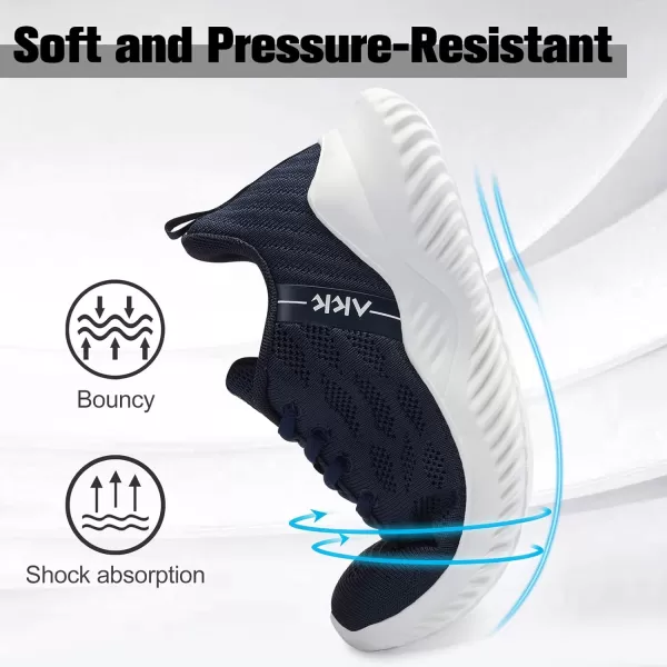 imageAkk Womens Sneakers Running Shoes  Walking Tennis Shoes Lightweight Breathable Memory Foam Sport Shoe for Nurses Gym Jogging TrainersNavy Blue