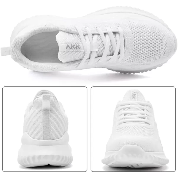 imageAkk Womens Sneakers Running Shoes  Walking Tennis Shoes Lightweight Breathable Memory Foam Sport Shoe for Nurses Gym Jogging TrainersWhite