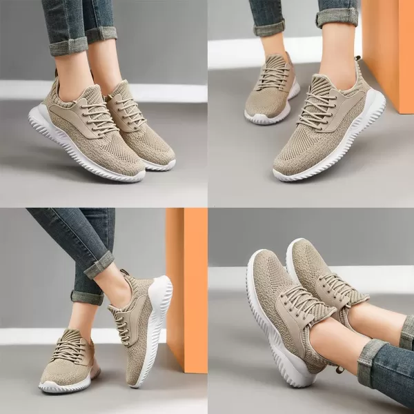 imageAkk Womens Walking Shoes  Slip On Tennis Running Shoes Memory Foam Lightweight Work Sneakers for Indoor Outdoor GymBeige