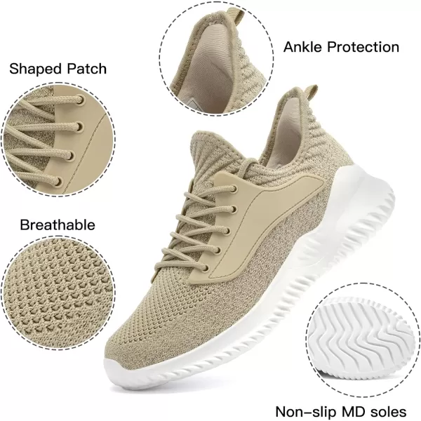 imageAkk Womens Walking Shoes  Slip On Tennis Running Shoes Memory Foam Lightweight Work Sneakers for Indoor Outdoor GymC09 Beige