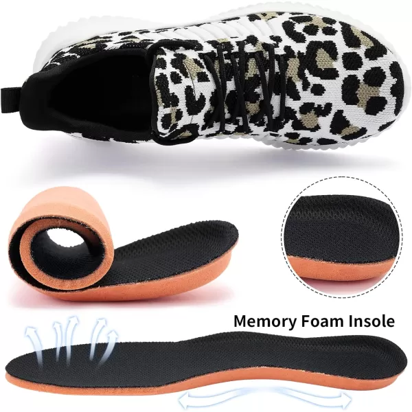 imageAkk Womens Walking Shoes  Slip On Tennis Running Shoes Memory Foam Lightweight Work Sneakers for Indoor Outdoor GymLeopard